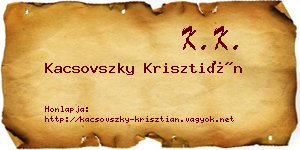 Kacsovszky Krisztián névjegykártya